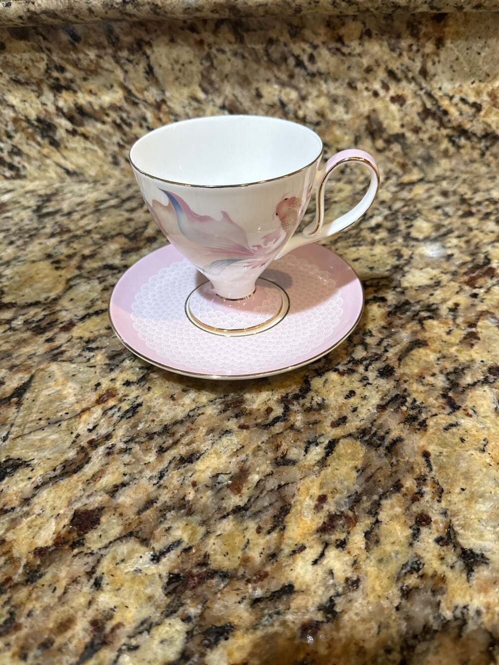 Heng Tai Yao 1965 Pink Tea Cup and Saucer Gold Trim